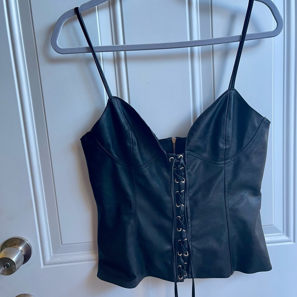 Zara‎ Black Lace-Up Camisole Top